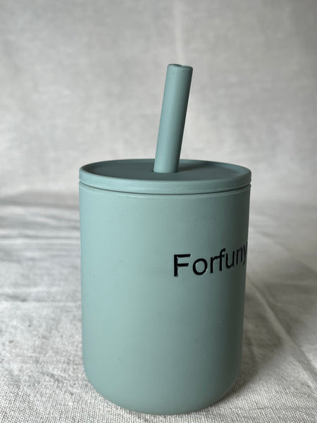 Forfunyou Silicone Training Cup with Straw Lid