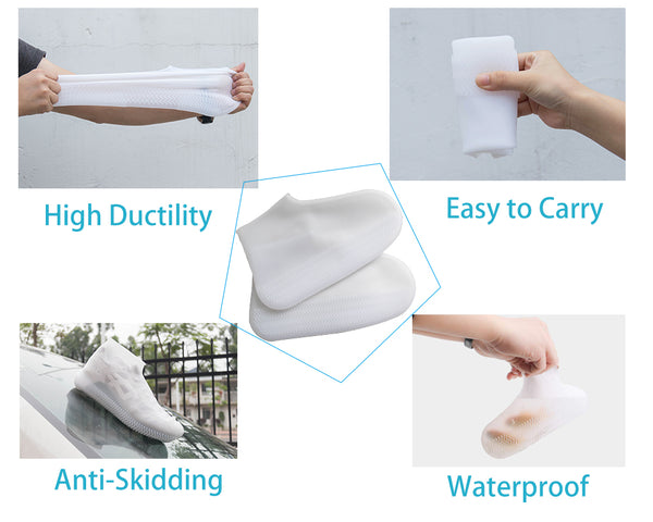 Binggle® Silicone Shoe Covers, Waterproof Overshoes Reusable Slip Resistant Rain Shoe Cases for Men Women