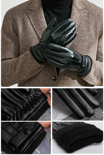 Wepop® Winter Gloves Men Women Windproof Warm Thick Leather Thermal Mittens Touchscreen