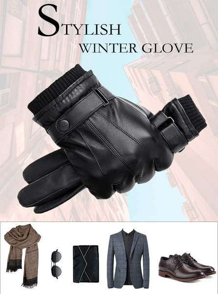 Wepop® Winter Gloves Men Women Windproof Warm Thick Leather Thermal Mittens Touchscreen